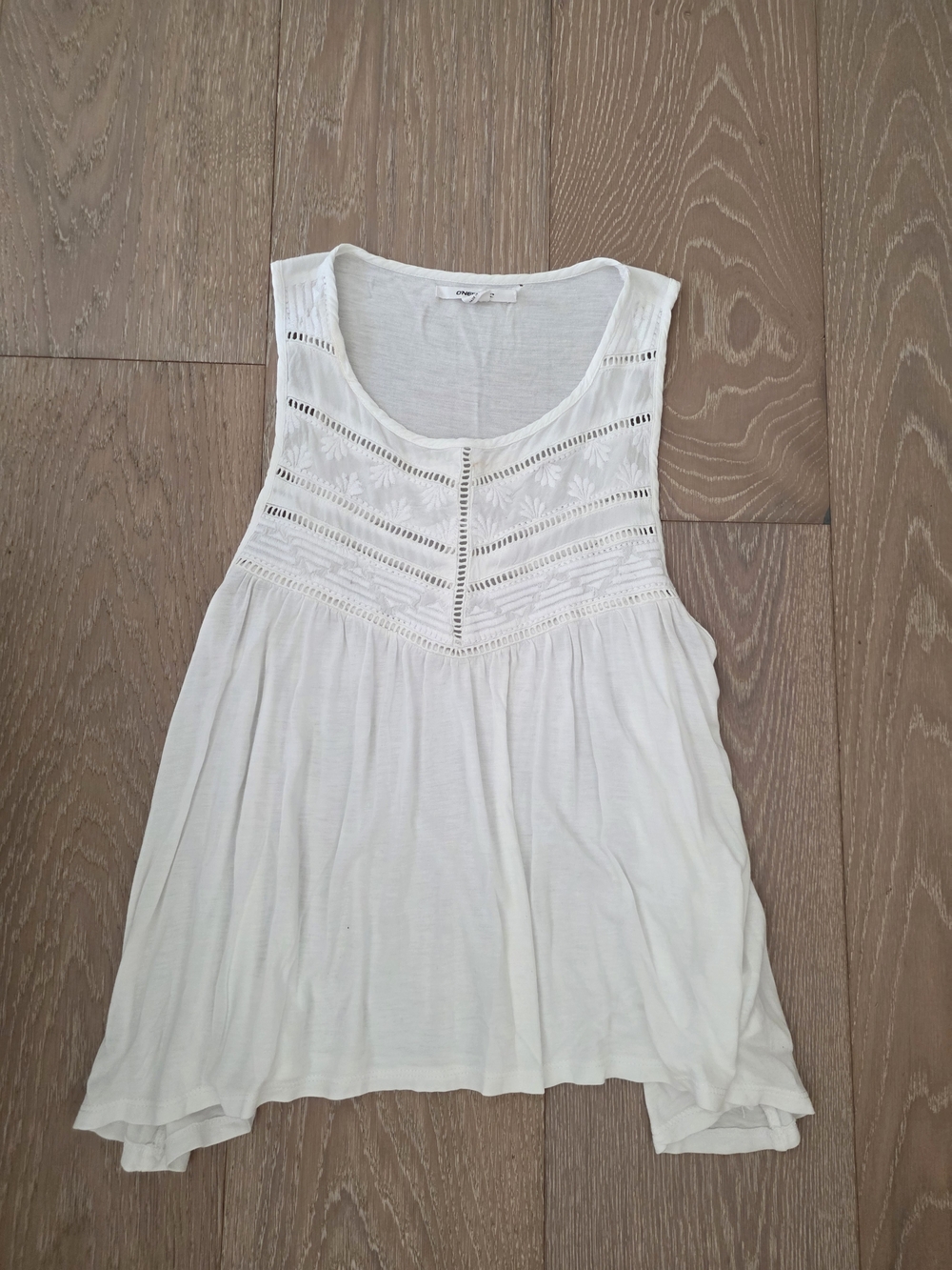 O'Neill White Crochet Yoke Tank Top